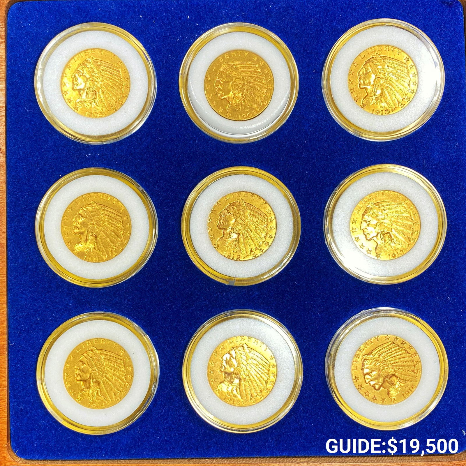 1909-14 (9) $5 Indian Head Gold Eagles - (1 of 2)