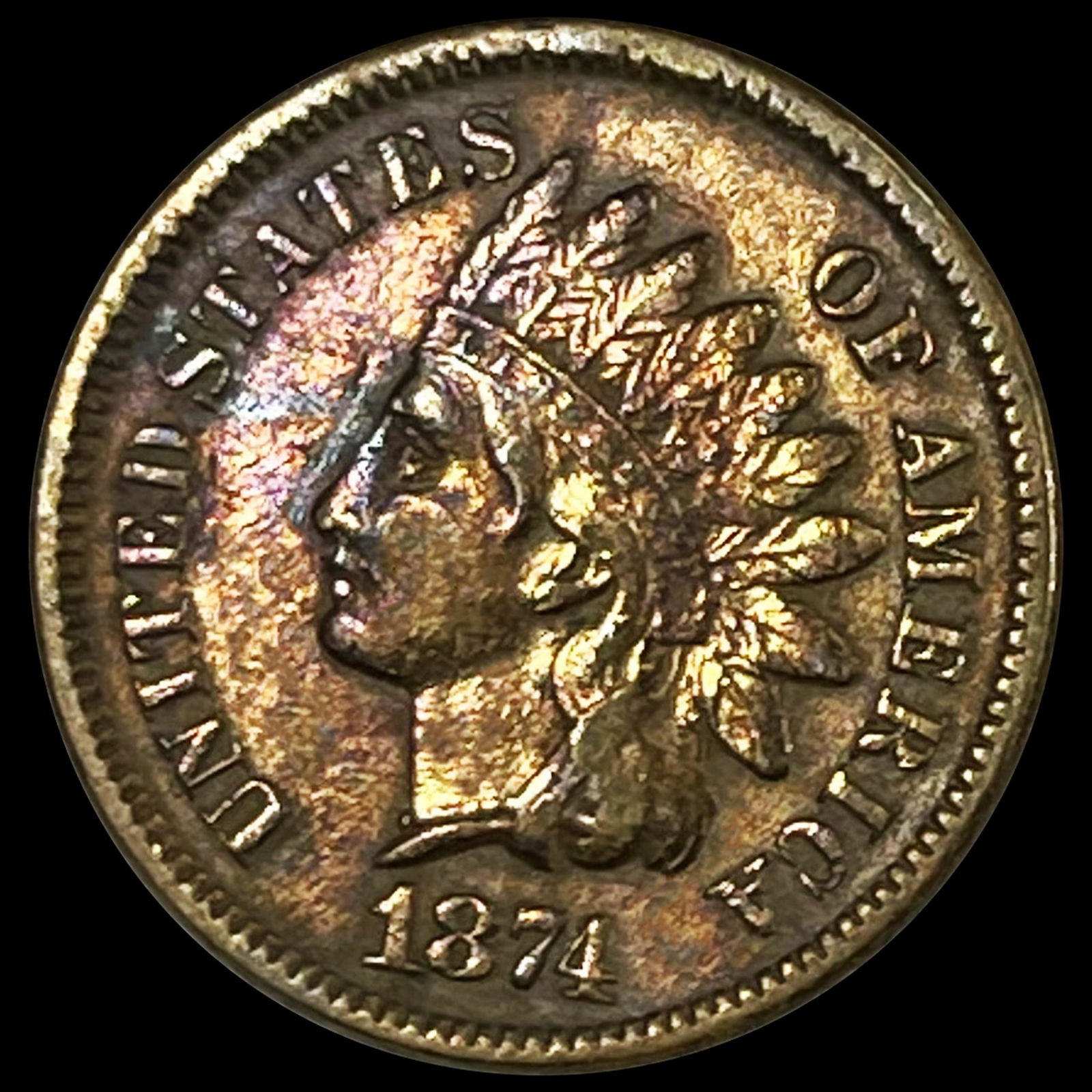 1874 Indian Head Cent CLOSELY UNCIRCULATED (1 of 2)