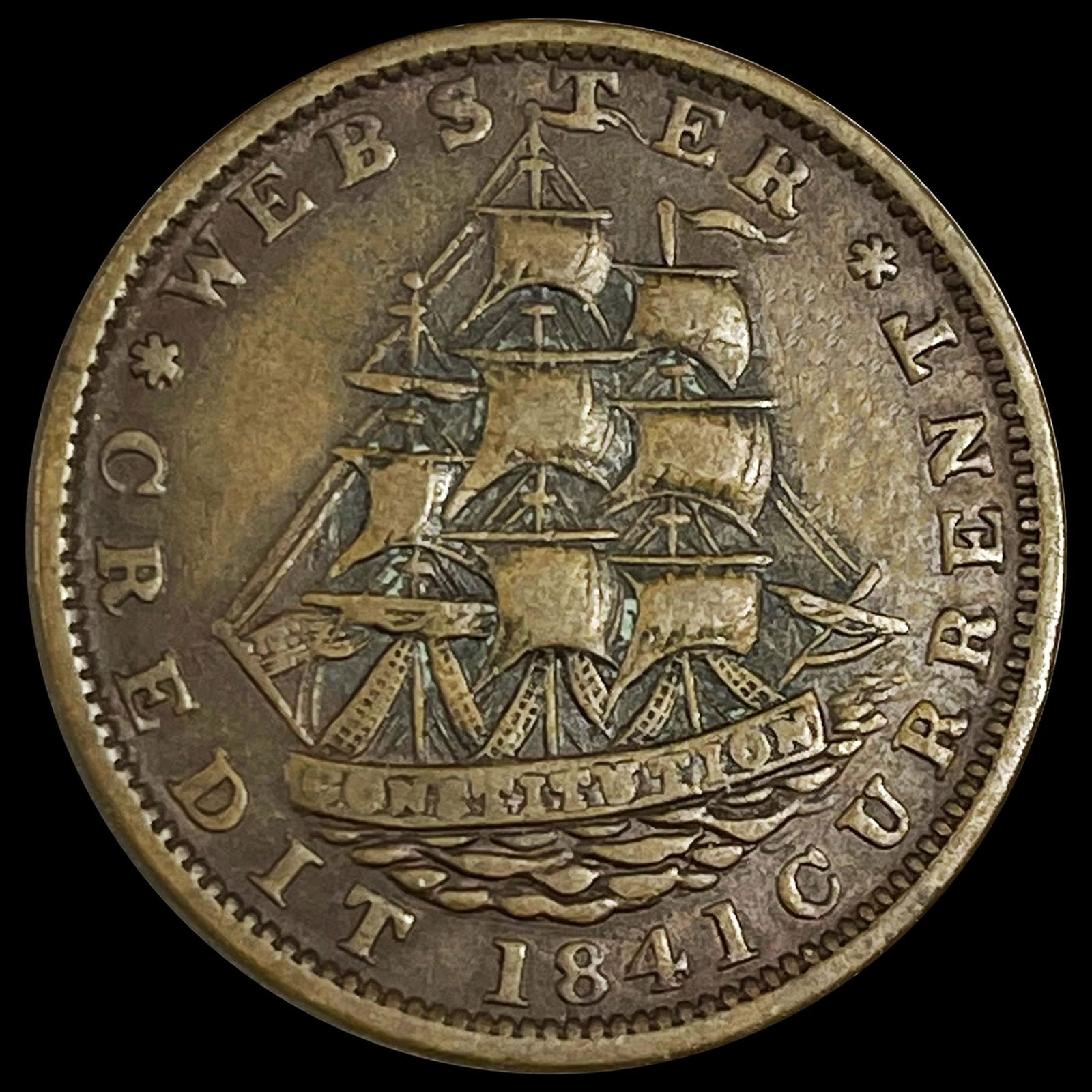 1841 Hardtimes Webster Token NEARLY UNCIRCULATED (1 of 2)
