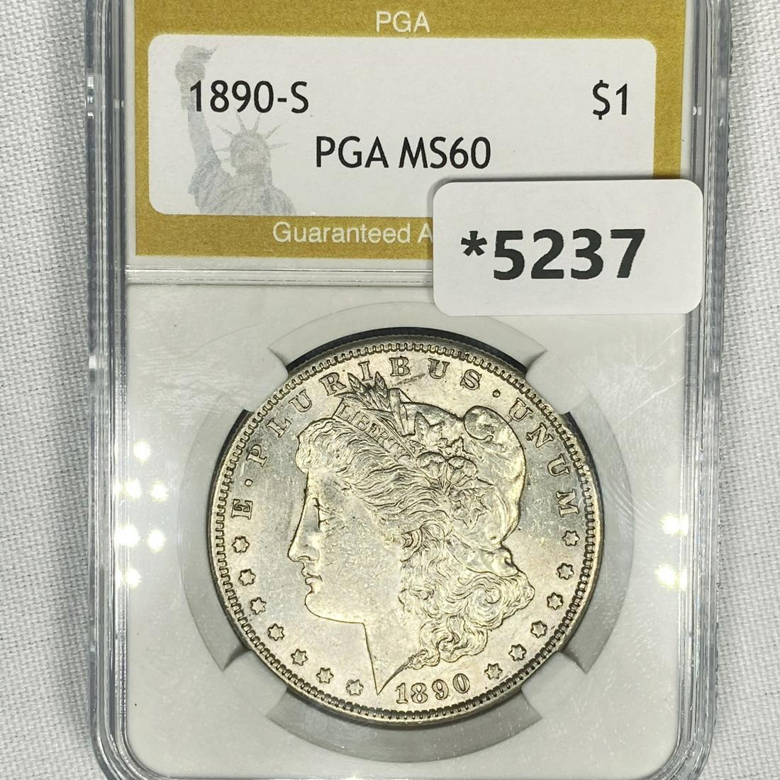 1890-S Morgan Silver Dollar PGA-MS60 (1 of 2)