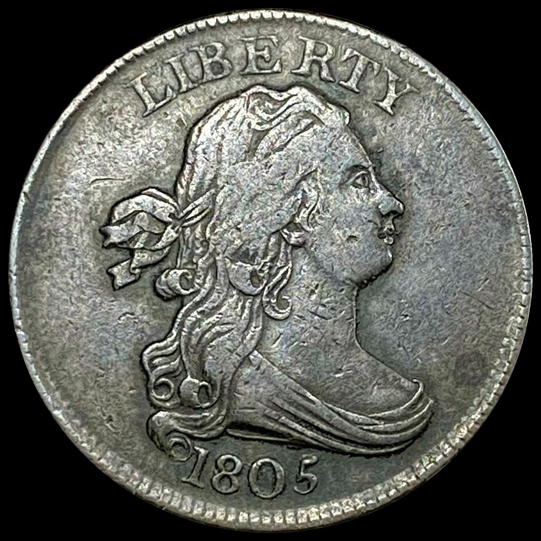 1805 Med 5 No St Draped Bust Half Dime NEAR UNC (1 of 2)
