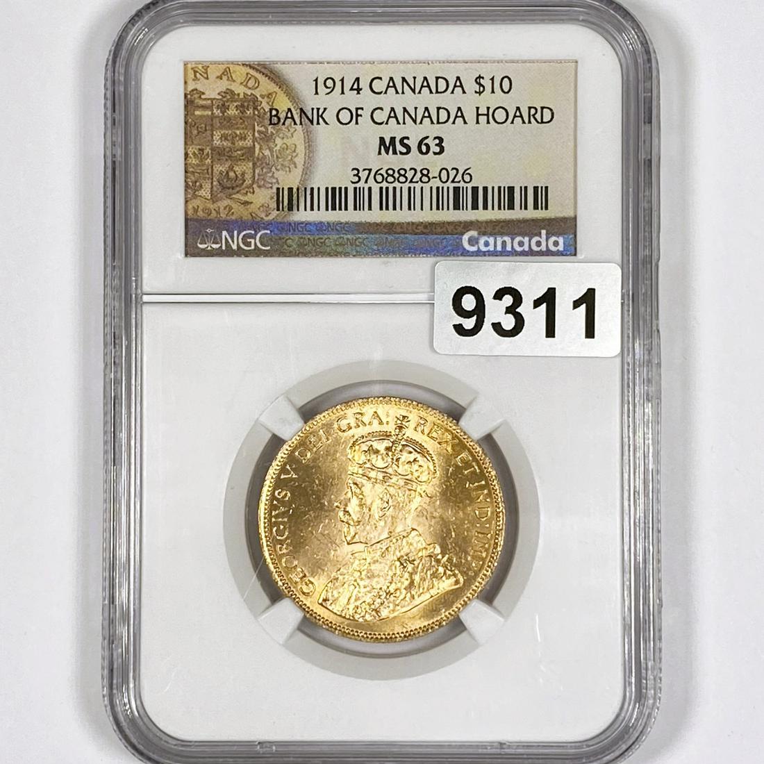 1914 Canadian $10 Gold (16.72g) NGC-MS63 (1 of 2)