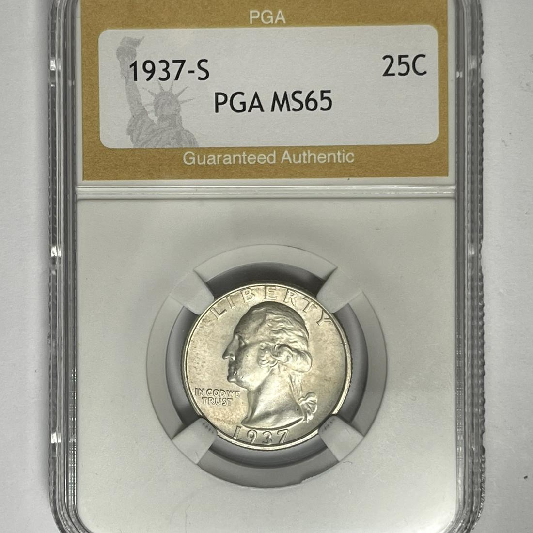 1937-S Washington Silver Quarter PGA-MS65 (1 of 2)