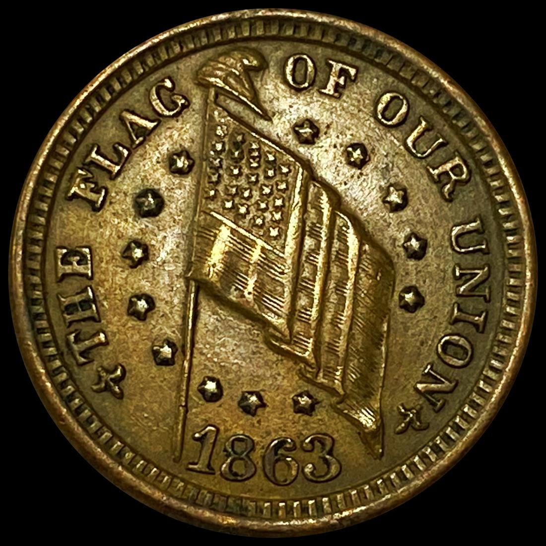 1863 Civil War Patriotic Token CLOSELY UNC (1 of 2)