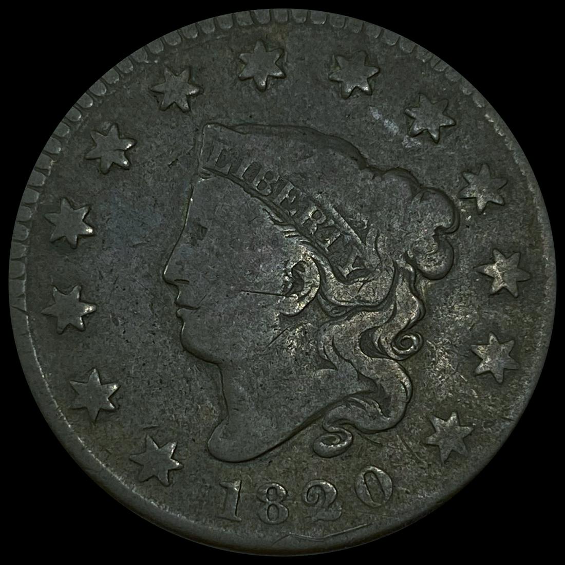 1820 Sml. Dt. Large Cent NICELY CIRCULATED (1 of 2)