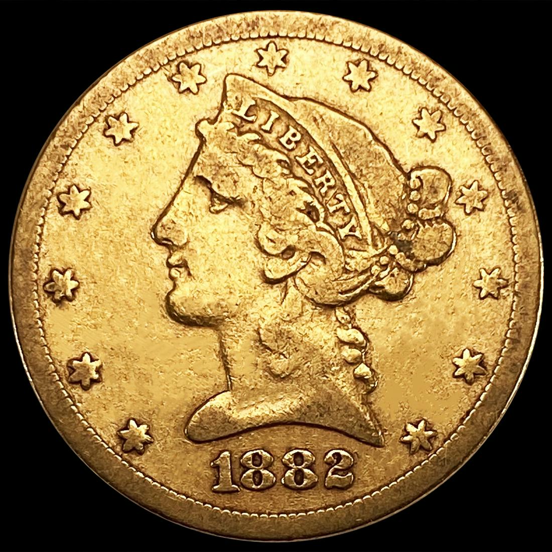 1882-S $5 Gold Half Eagle ABOUT UNCIRCULATED (1 of 2)