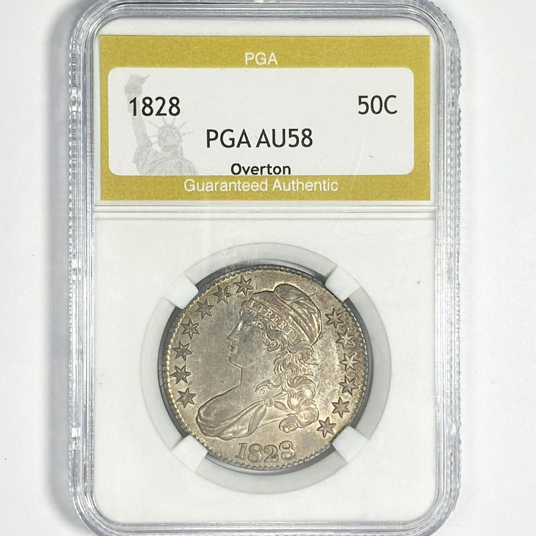 1828 Capped Bust Half Dollar PGA-AU58 Overton (1 of 2)