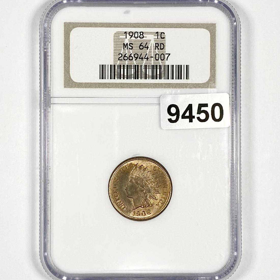 1908 Indian Head Cent NGC-MS64 RD (1 of 2)