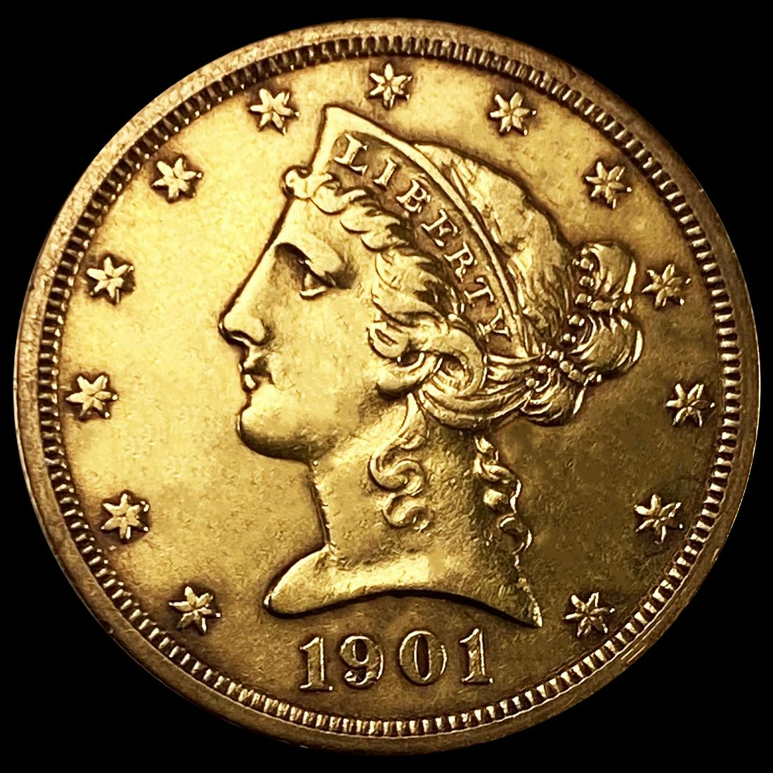 1901-S $5 Gold Half Eagle CLOSELY UNCIRCULATED (1 of 2)