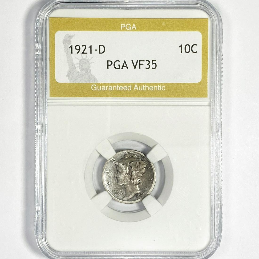 1921-D Mercury Silver Dime PGA-VF35 (1 of 2)