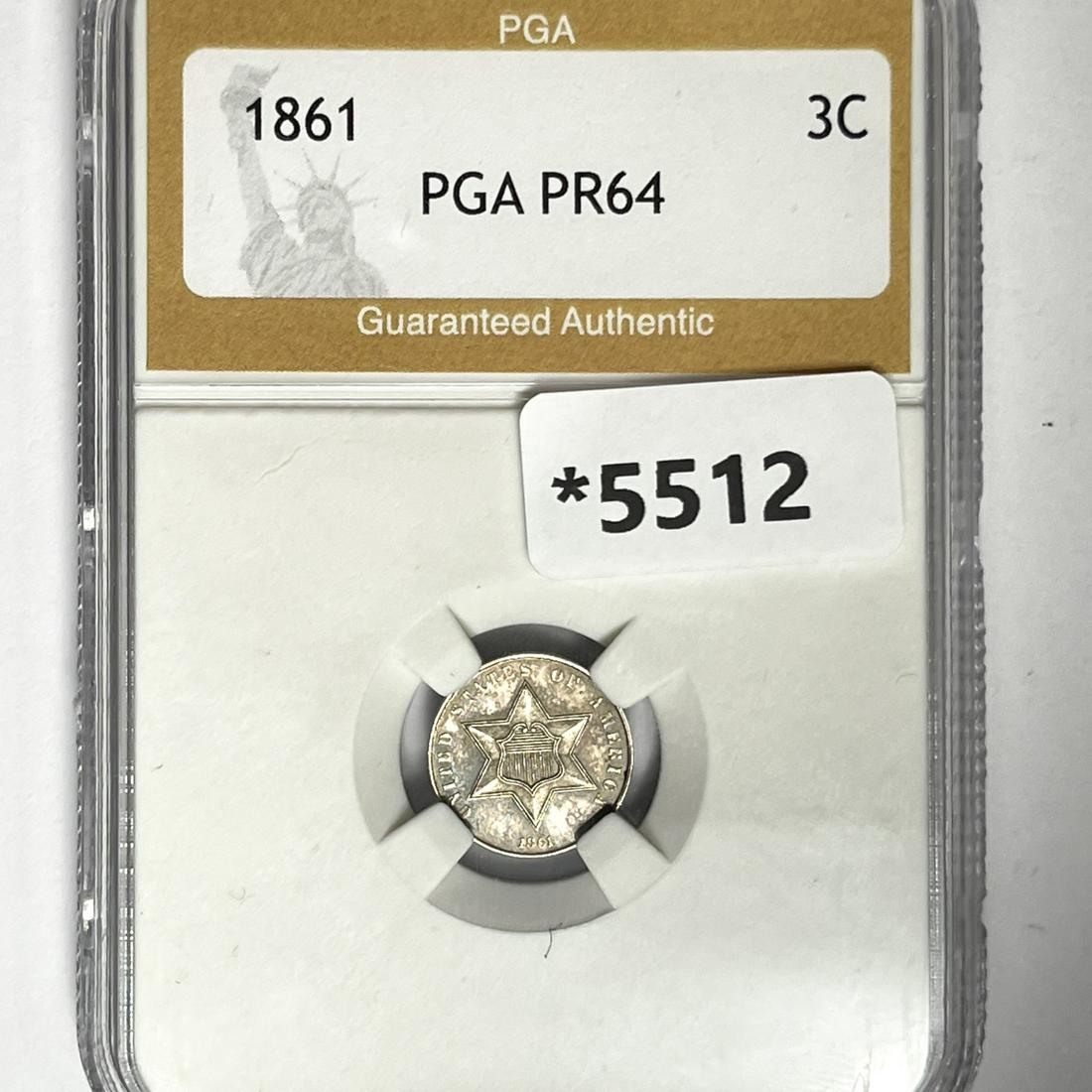 1861 Silver Three Cent PGA-PR64 (1 of 2)