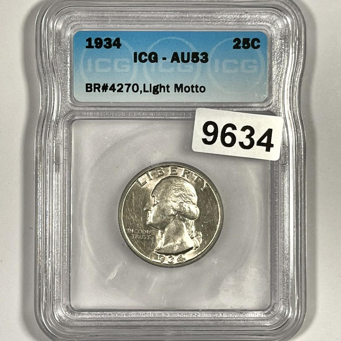 1934 Washington Silver Quarter ICG-AU53 Light (1 of 2)