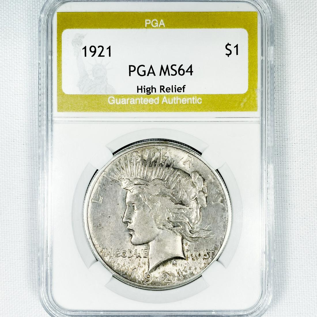 1921 Silver Peace Dollar PGA-MS64 High Relief (1 of 2)