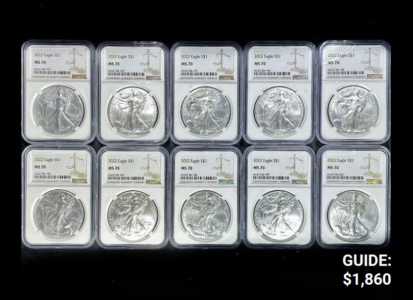 (10) 2022 American Silver Eagles NGC - MS70 (1 of 2)