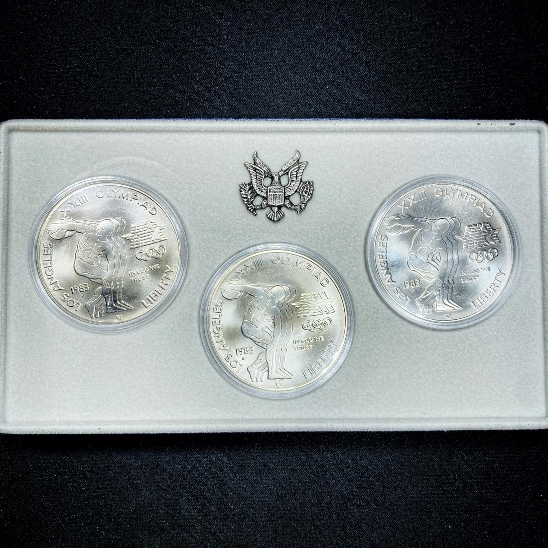 1983 Olympic 3 Coin Silver Dollar Set - UNC (1 of 3)