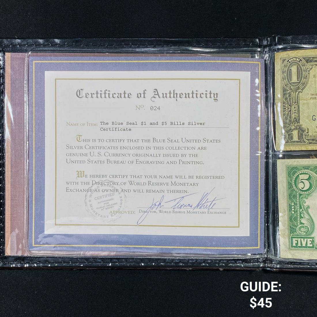 1953-1957 Blue Seal 1 $ 5 Bill - (1 of 4)