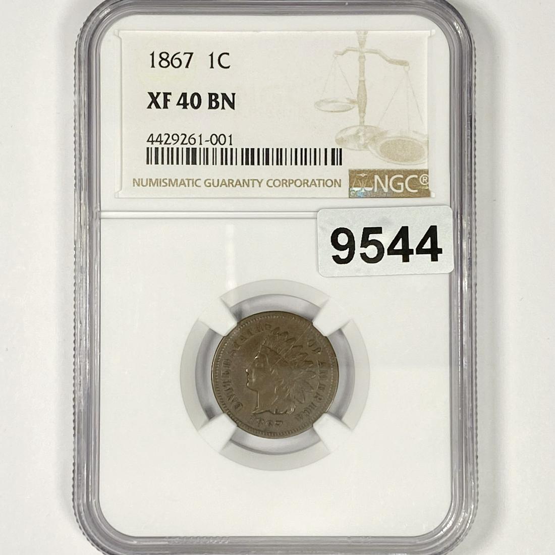 1867 Indian Head Cent NGC-XF40 BN (1 of 2)