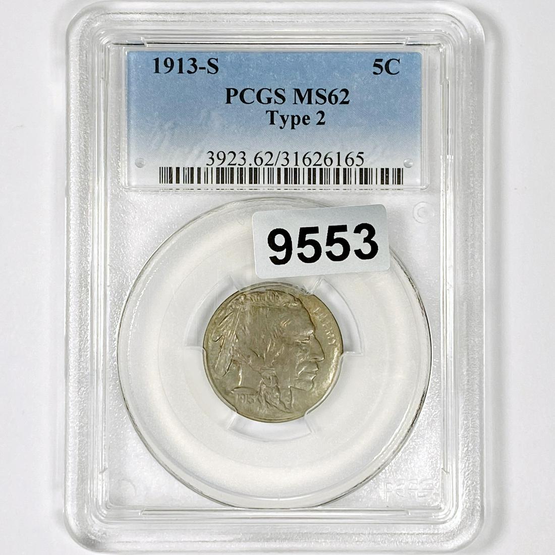1913-S Buffalo Nickel PCGS-MS62 Type 2 (1 of 2)