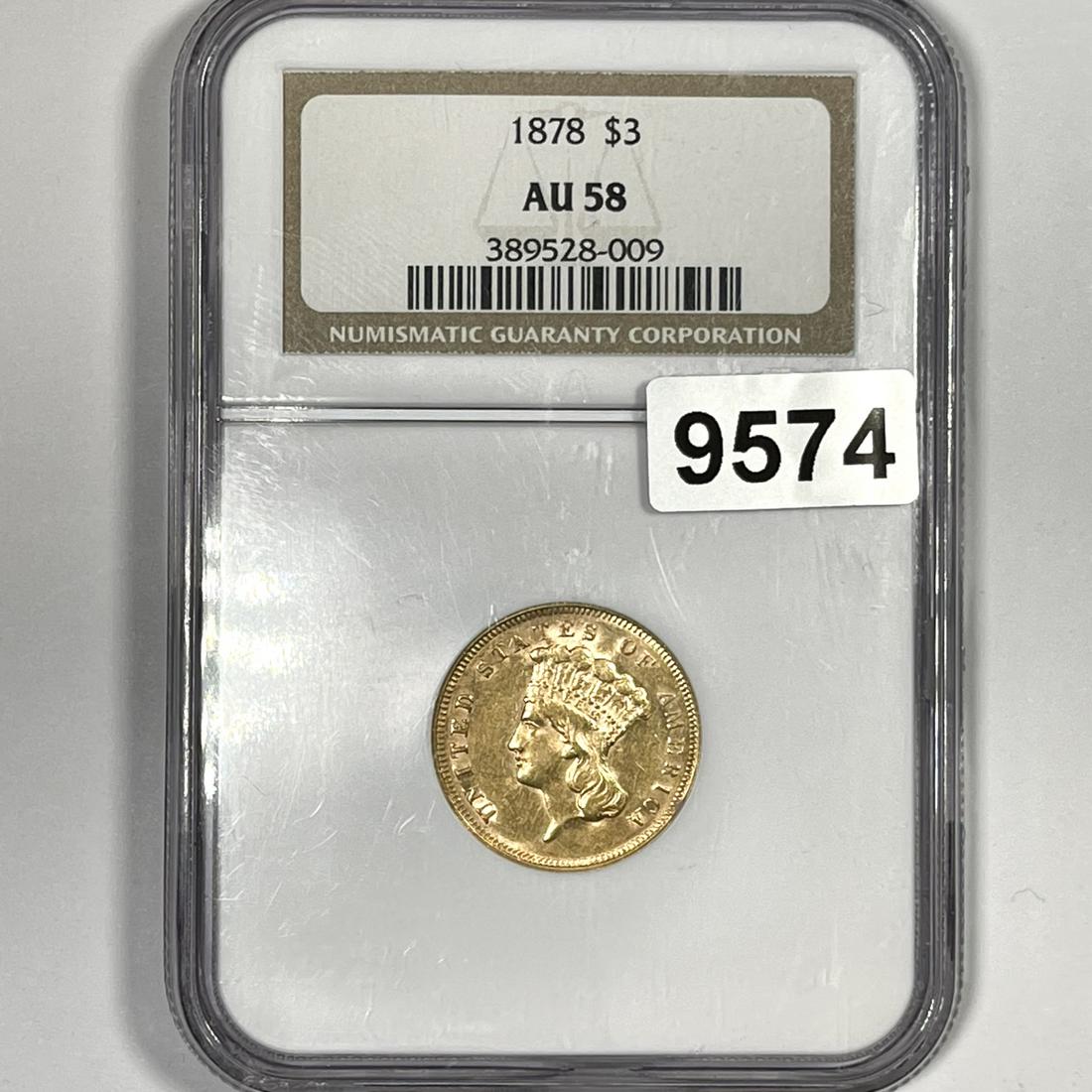 1878 $3 Gold Indian Princess Hd NGC-AU58 (1 of 2)