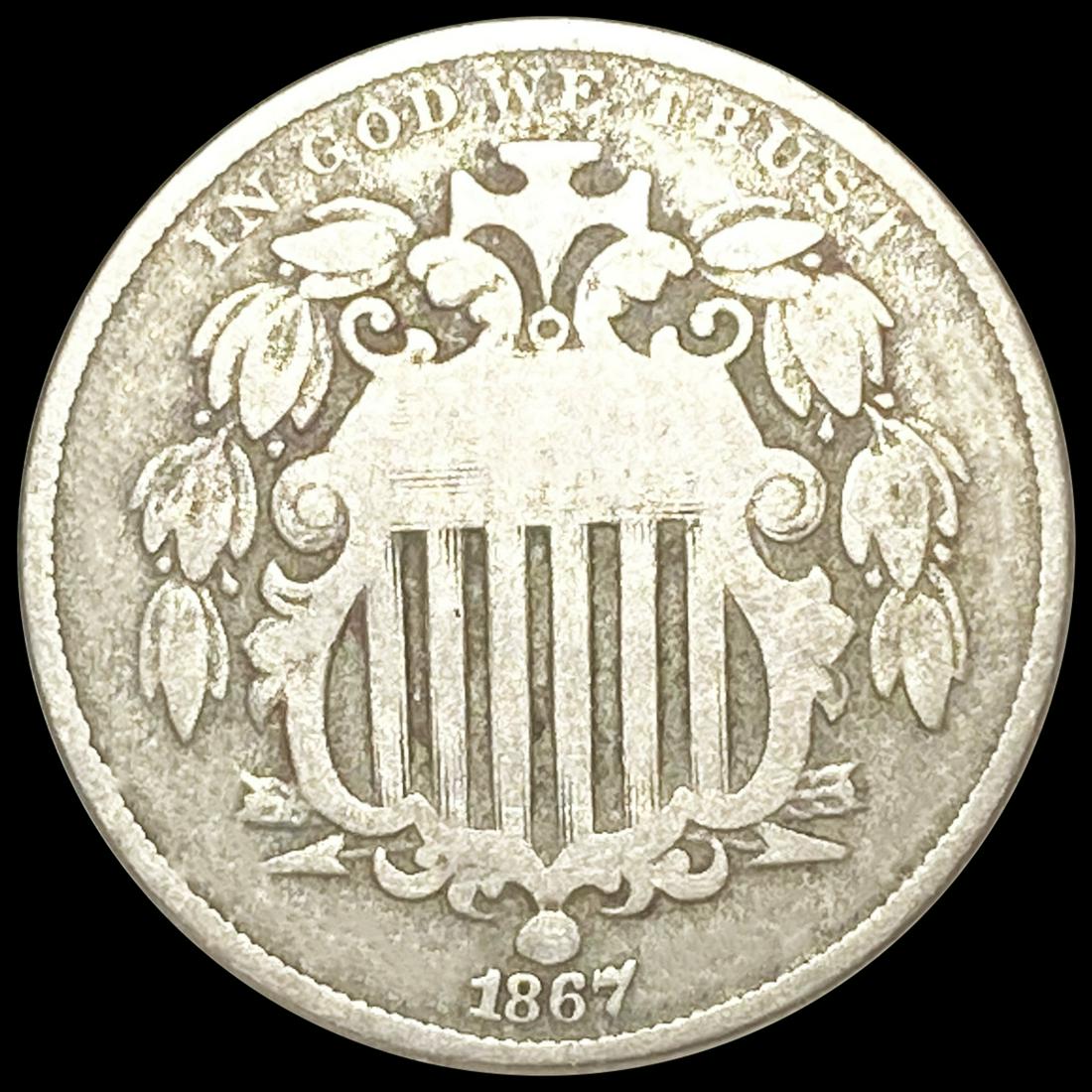 1867 Shield Nickel ABOUT UNCIRCULATED: 1867 Shield Nickel ABOUT UNCIRCULATED