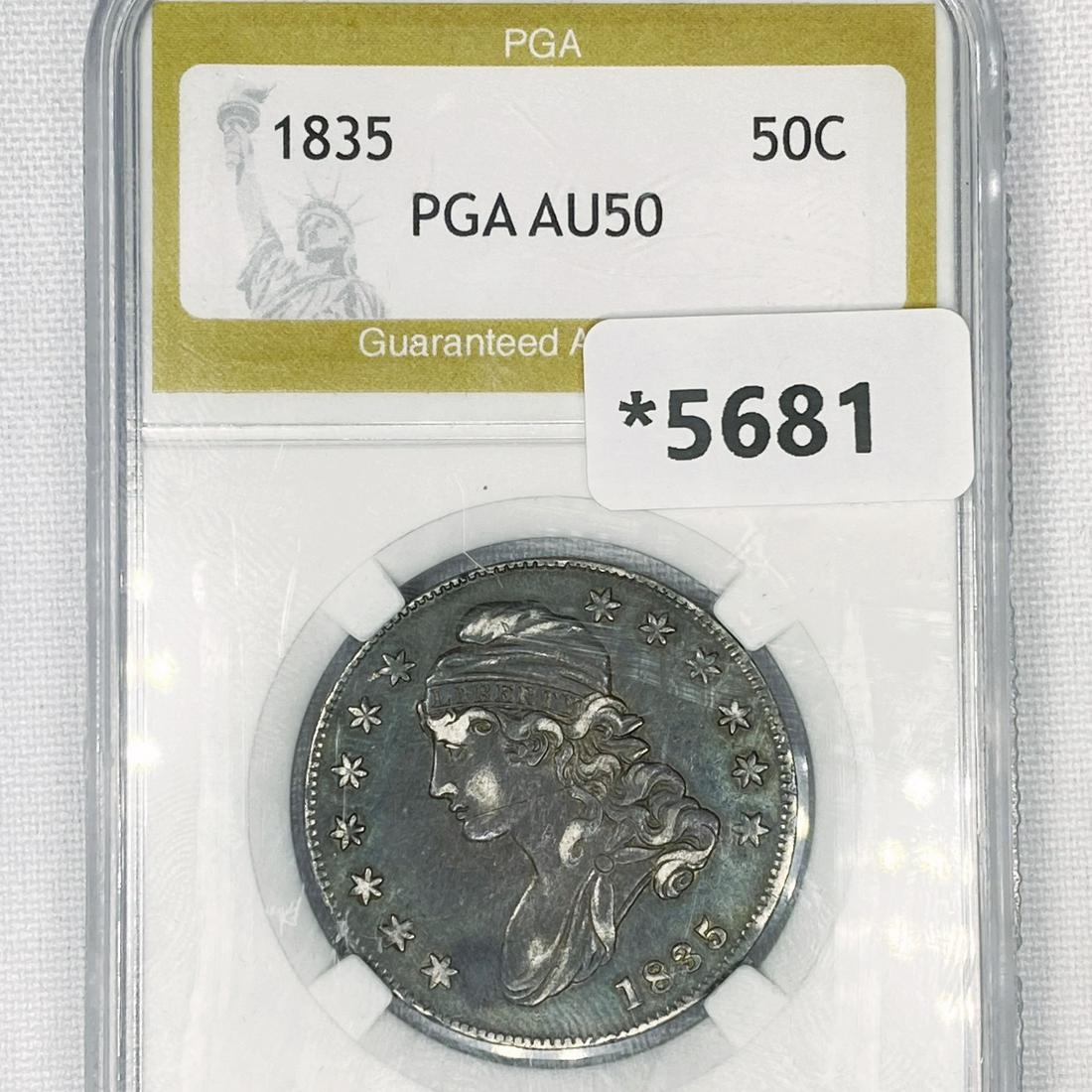 1835 Capped Bust Half Dollar PGA-AU50 (1 of 2)