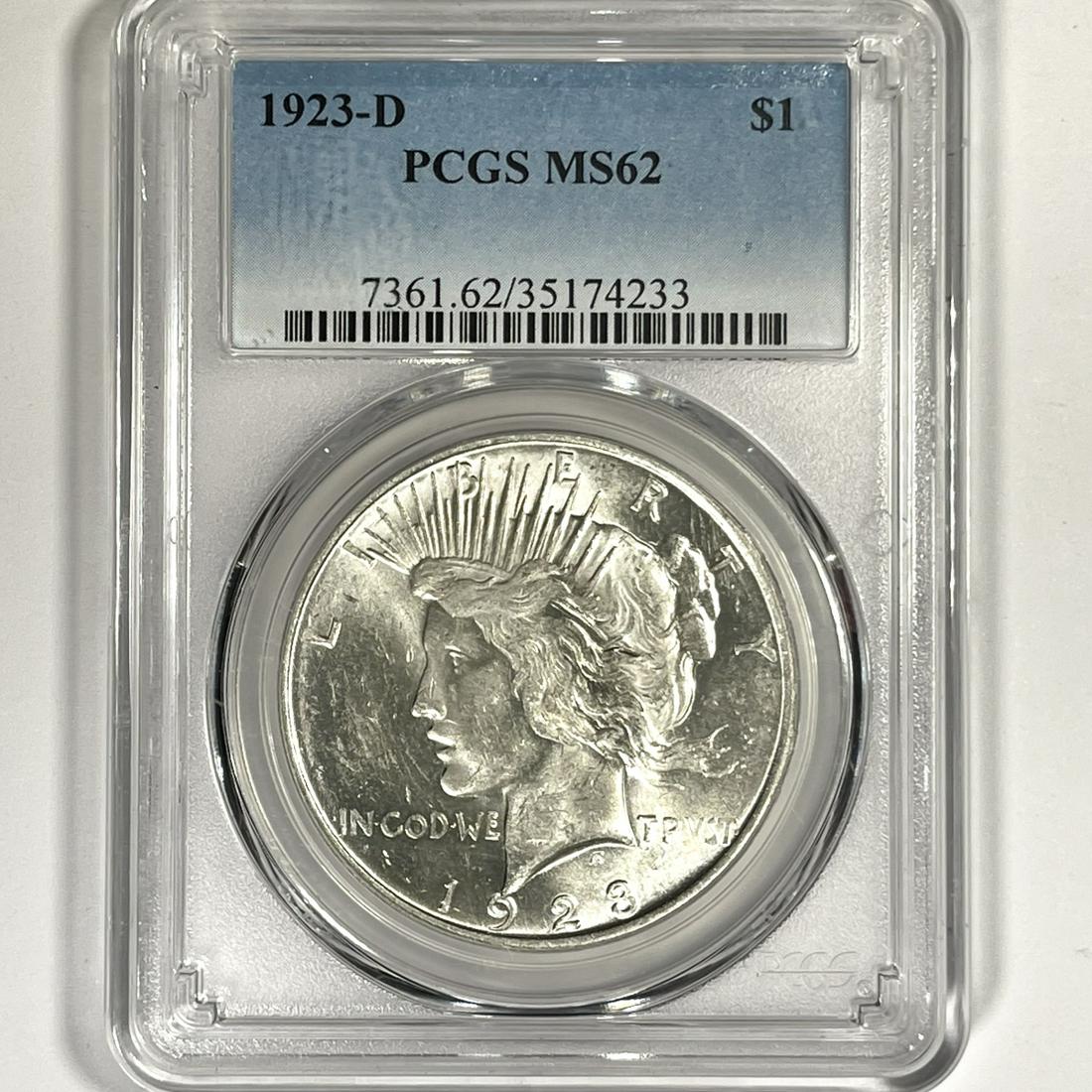 1923-D Silver Peace Dollar PCGS-MS62 (1 of 2)