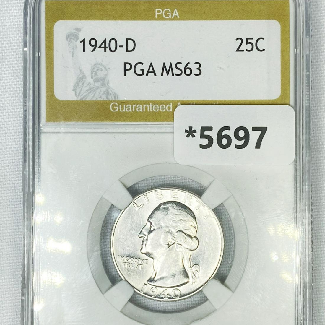 1940-D Washington Silver Quarter PGA-MS63 (1 of 2)