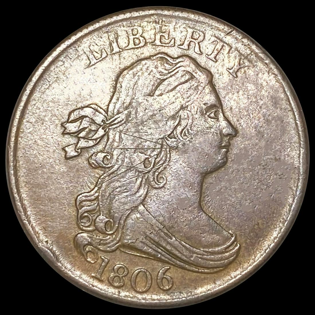 1806 Sml 6 No Stems Draped Bust Half Cent CLOSELY (1 of 2)