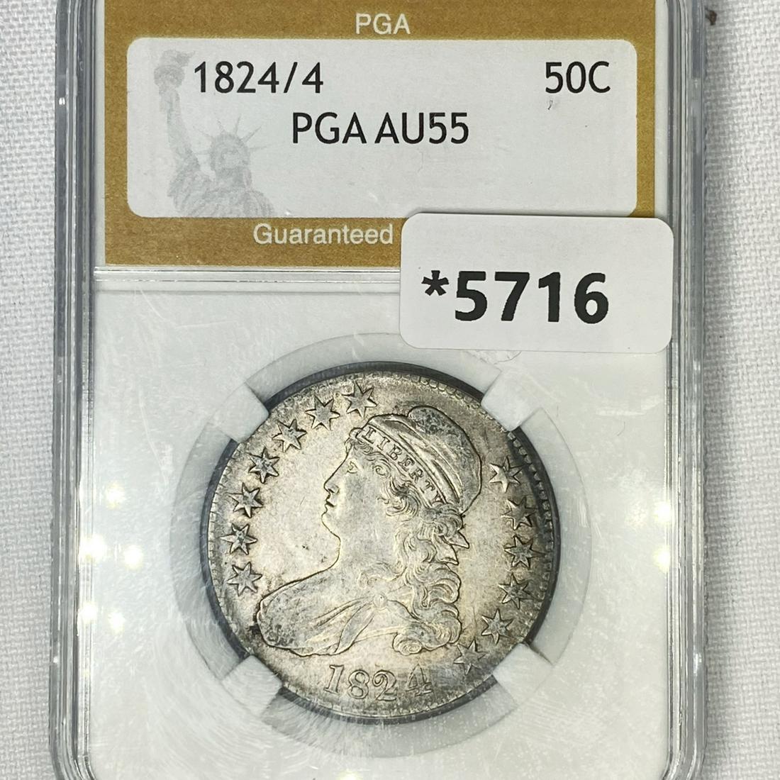 1824/4 Capped Bust Half Dollar PGA-AU55 (1 of 2)