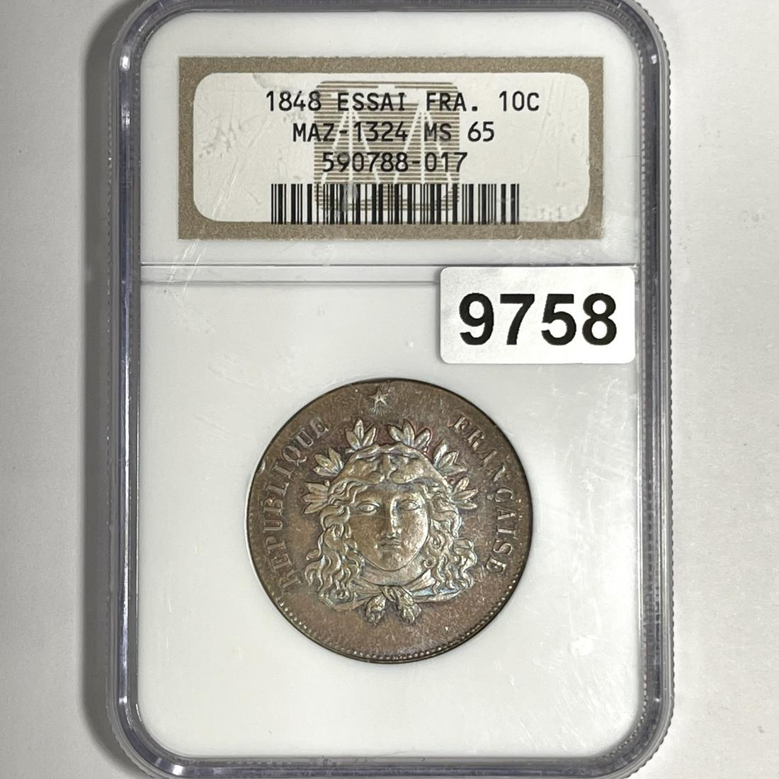 1848 Bronze Essai France 10C NGC-MS65 (1 of 2)