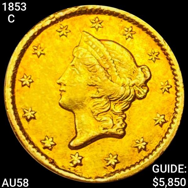 1853-C Rare Gold Dollar CHOICE AU (1 of 2)