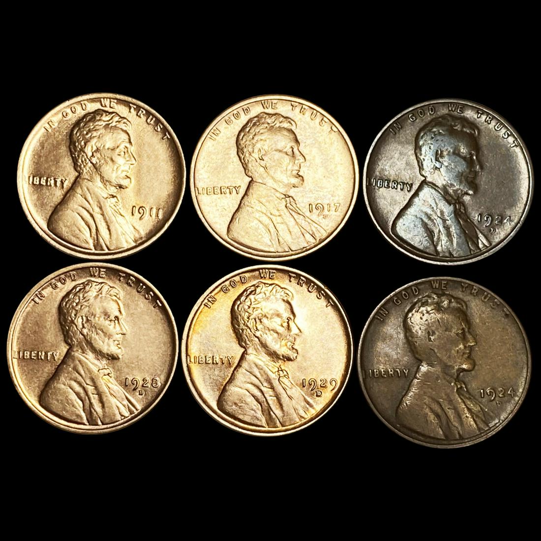 (6) Lincoln Wheat Cents Various Grades (1 of 2)
