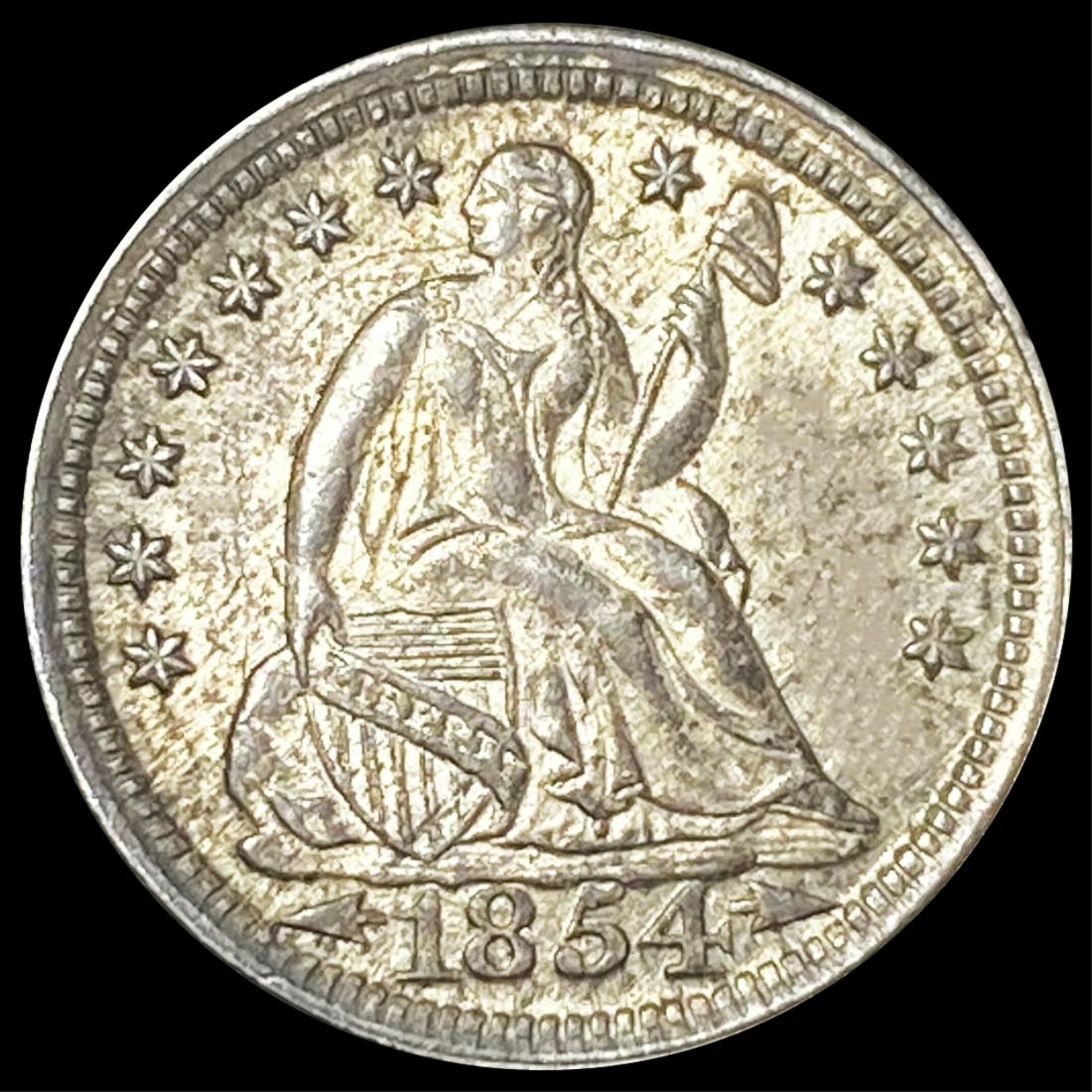 1854 Seated Liberty Half Dime NEARLY UNCIRCULATED (1 of 2)