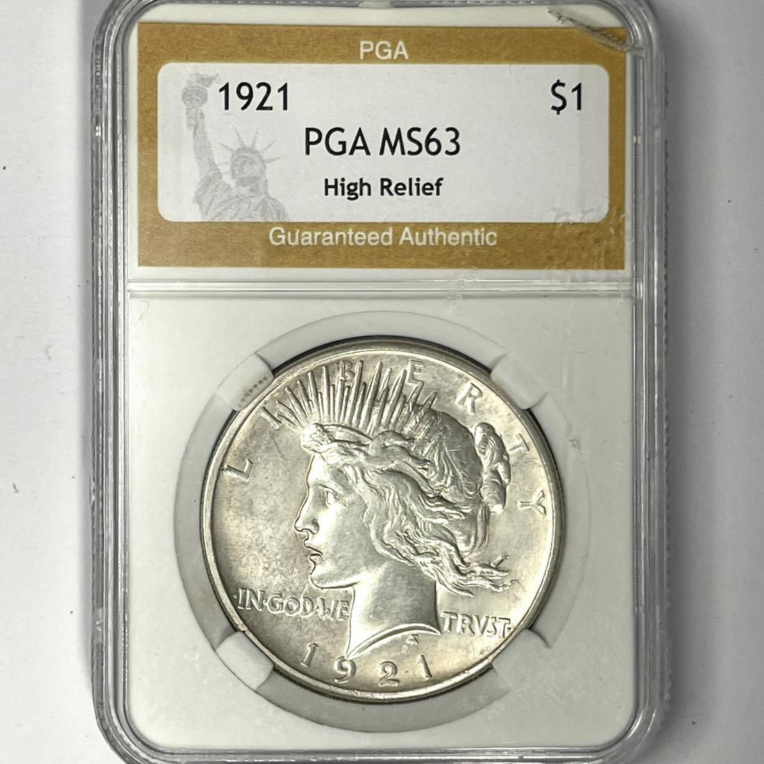 1921 Silver Peace Dollar PGA-MS63 High Relief (1 of 2)