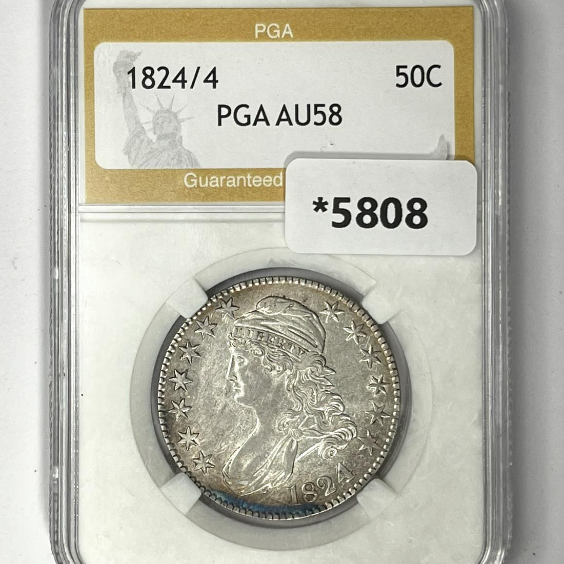 1824/4 Capped Bust Half Dollar PGA-AU58 (1 of 2)