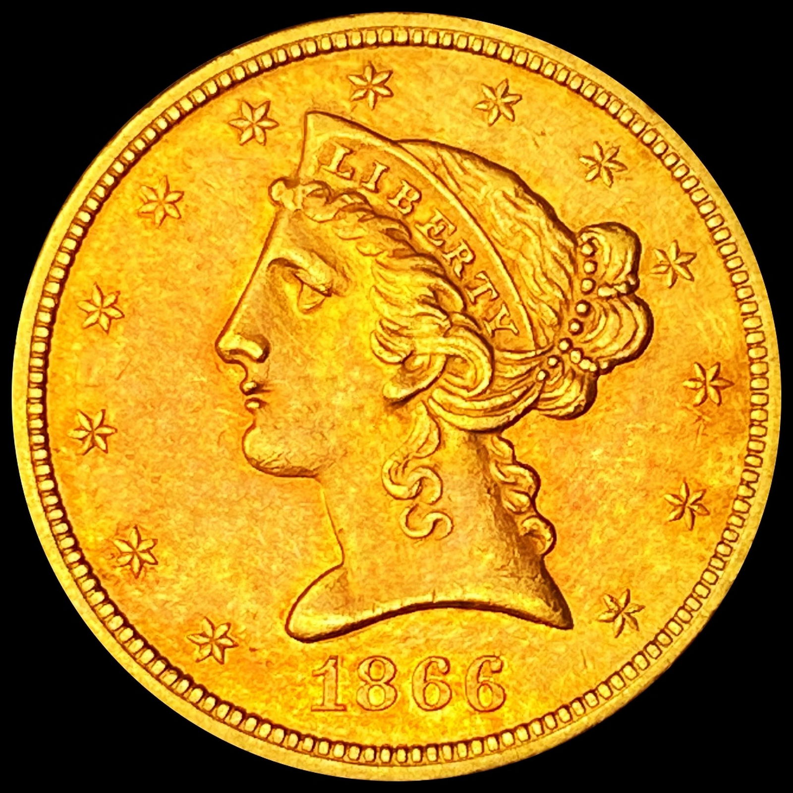 1866-S $5 Gold Half Eagle - HIGH GRADE (1 of 2)