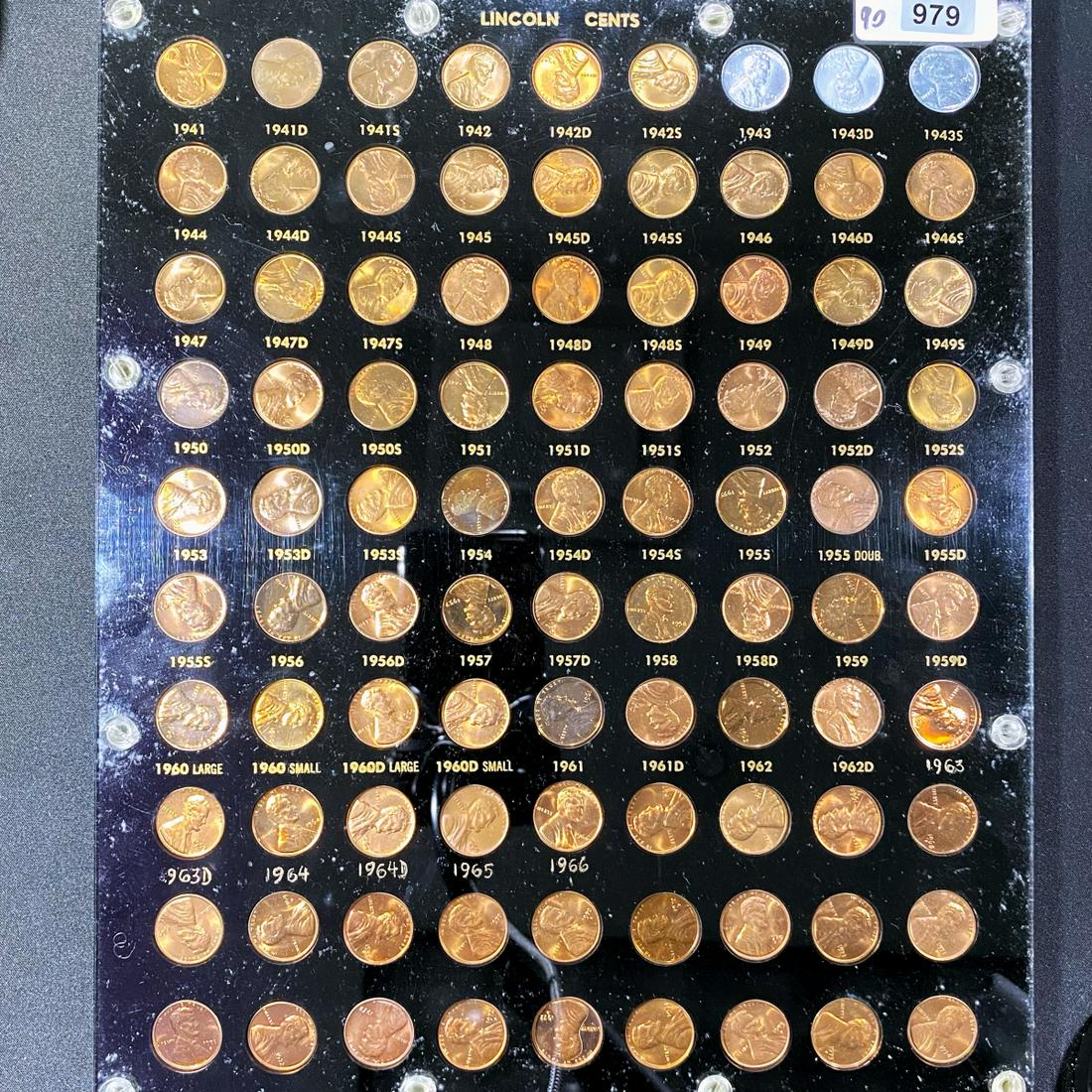 1941-1974 Lincoln Cents (90) Coins with Display (1 of 2)