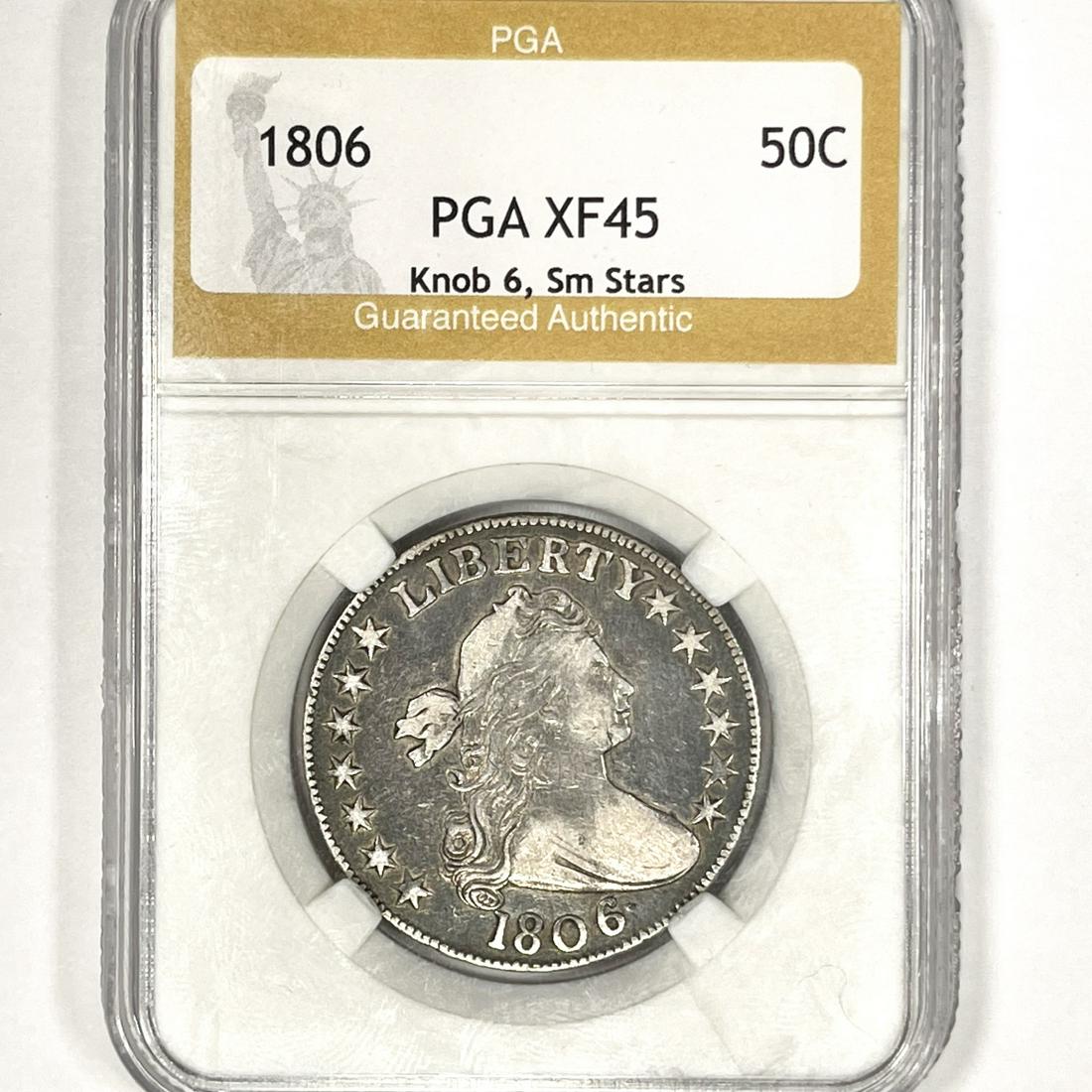 1806 Draped Bust Half Dollar PGA-XF45 Knob 6, Sm (1 of 2)