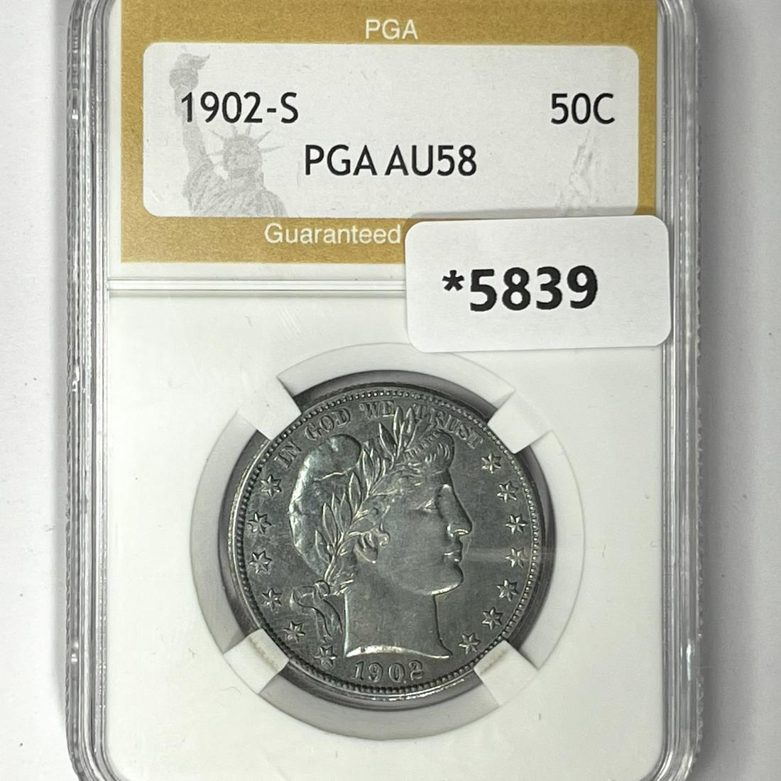 1902-S Barber Half Dollar PGA-AU58 (1 of 2)