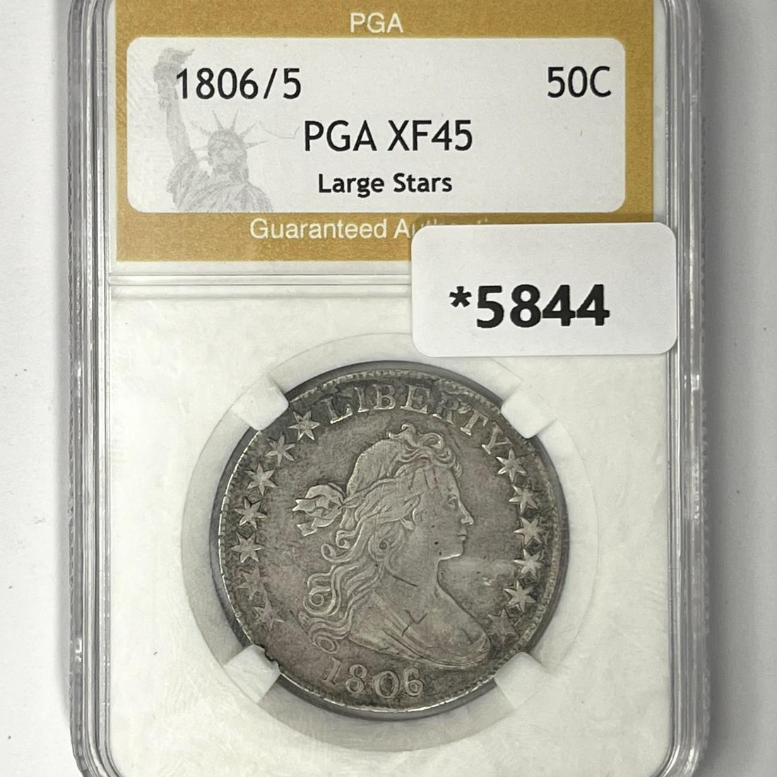 1806/5 Draped Bust Half Dollar PGA-XF45 Lg Stars (1 of 2)