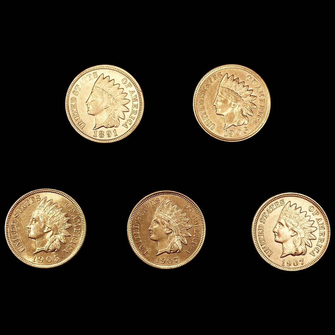(5) RED Indian Head Cents UNCIRCULATED (1 of 2)
