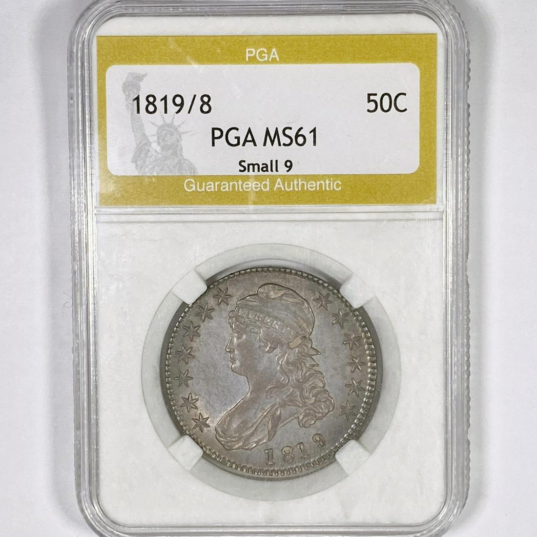 1819/8 Capped Bust Half Dollar PGA-MS61 Sm 9 (1 of 2)