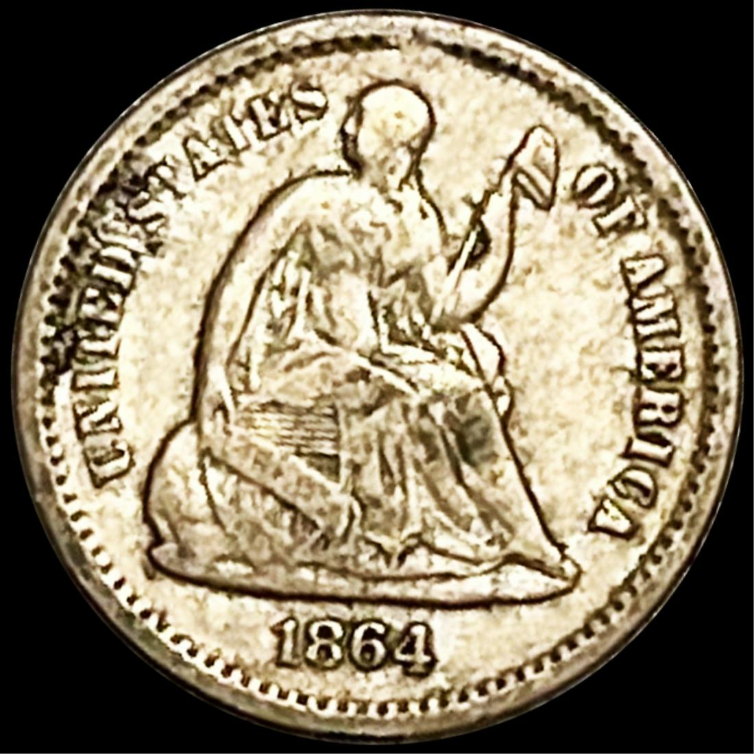 1864-S Seated Liberty Half Dime NEARLY UNC (1 of 2)