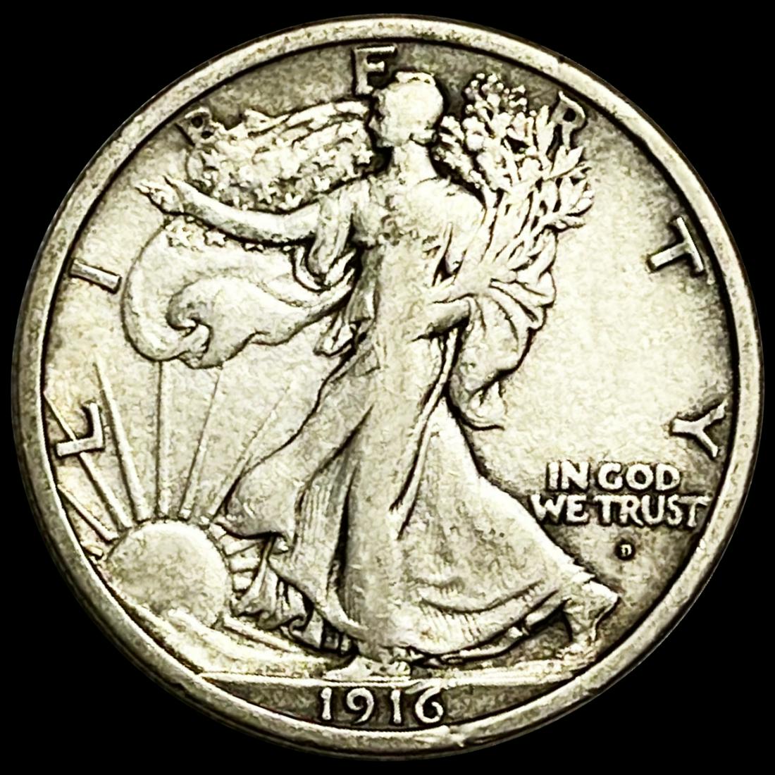 1916-D Walking Liberty Half Dollar LIGHTLY CIRC (1 of 2)