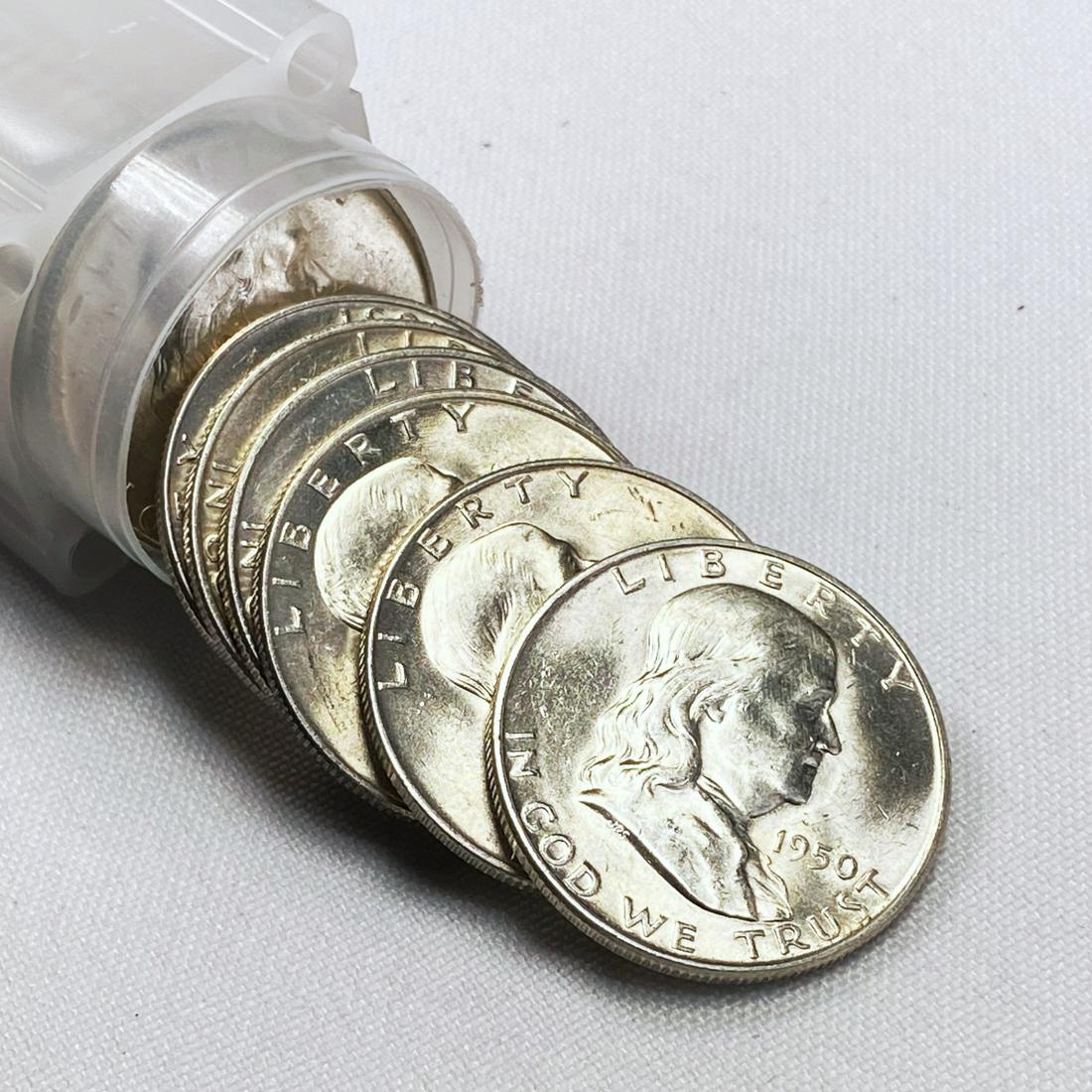 1950-D Franklin Half Dollars Roll (20) - (1 of 4)