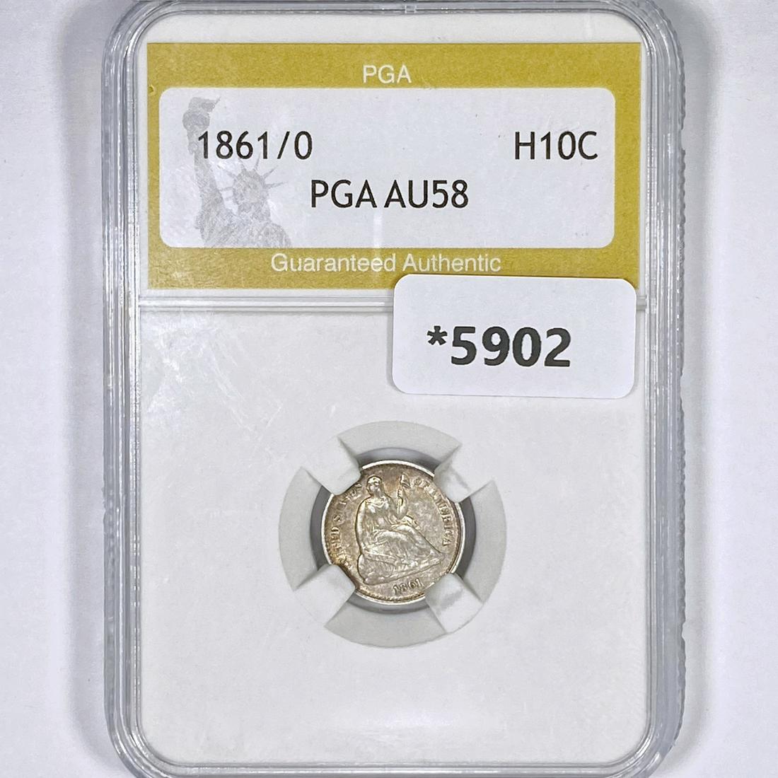 1861/0 Seated Liberty Half Dime PGA-AU58 (1 of 2)