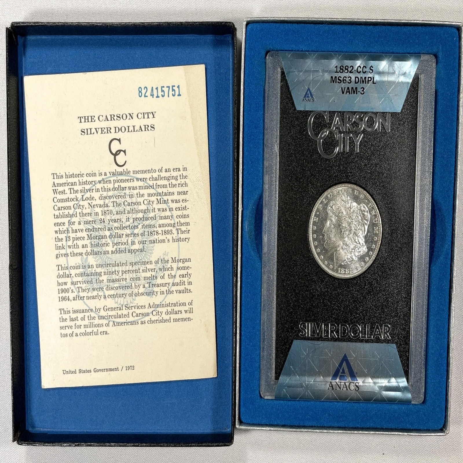 1882-CC Morgan Silver Dollar -MS63 DMPL GSA w/ (1 of 4)