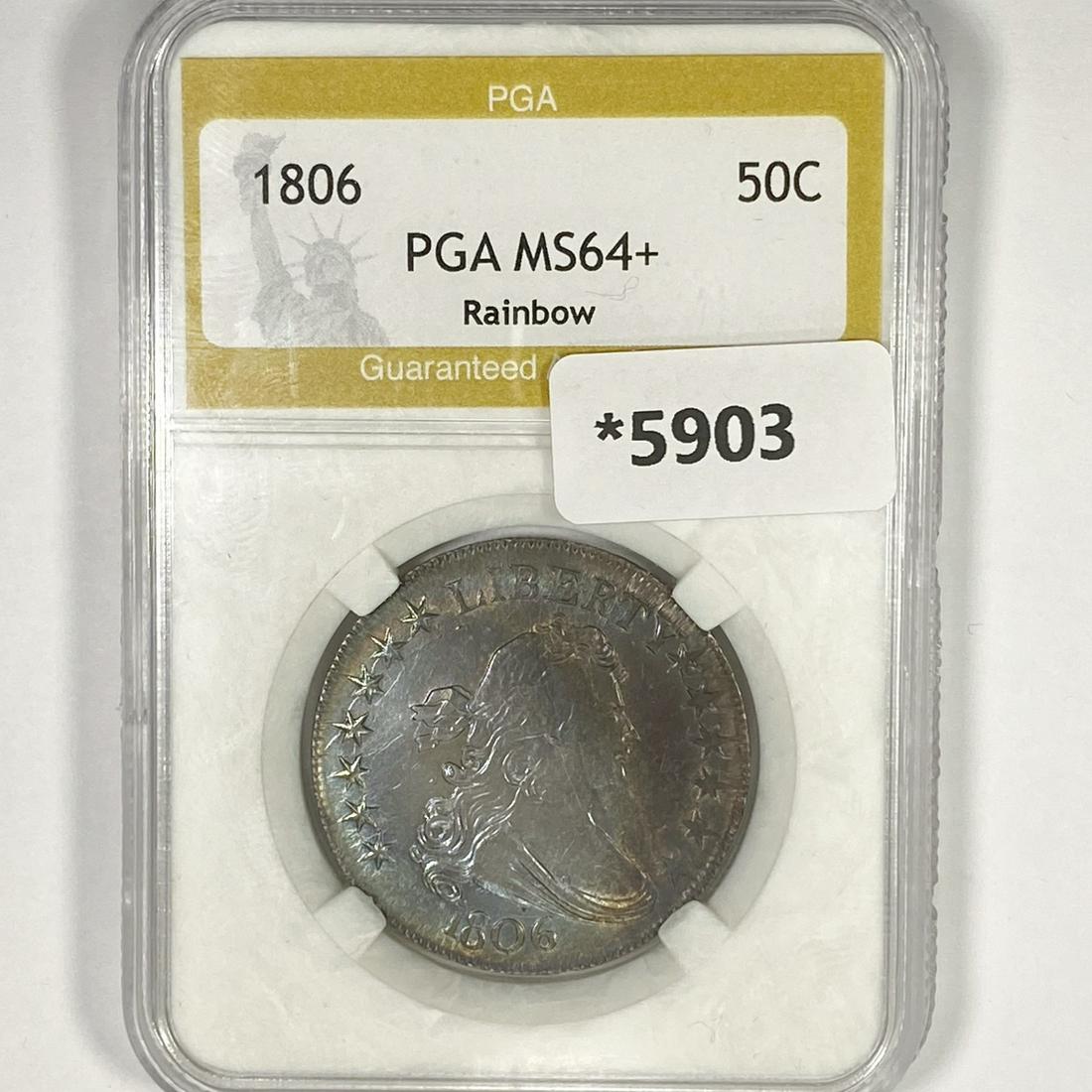 1806 Draped Bust Half Dollar PGA-MS64+ Rainbow (1 of 2)