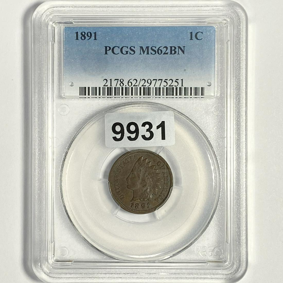 1891 Indian Head Cent PCGS-MS62 BN (1 of 2)