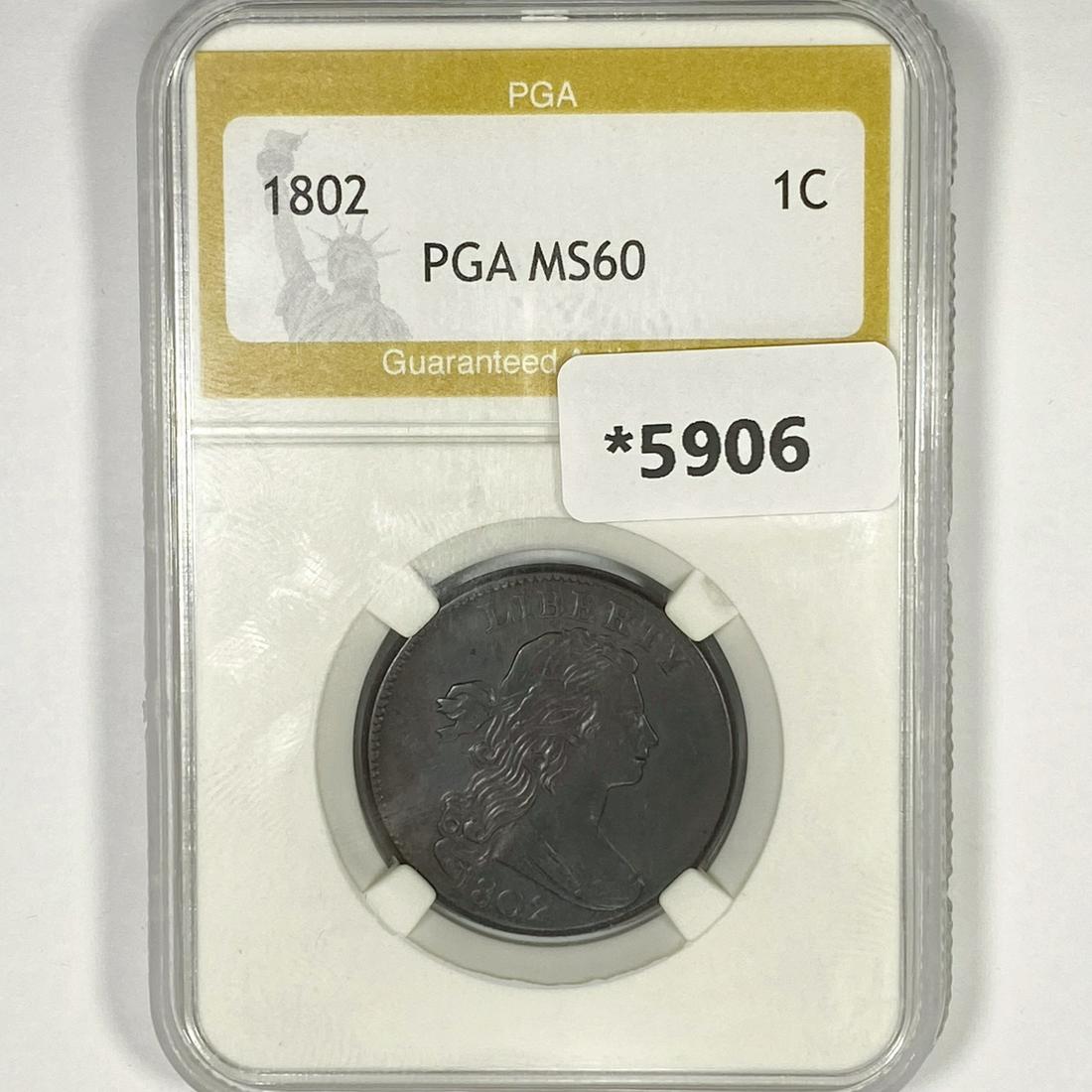 1802 Draped Bust Large Cent PGA-MS60 (1 of 2)